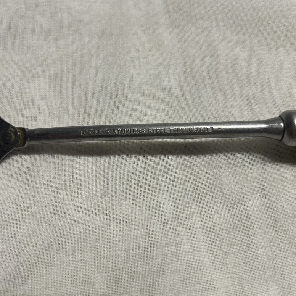 Vintage Genuine Stainless Steel Measuring Spoon Wooden Handle Kitchen Utensil